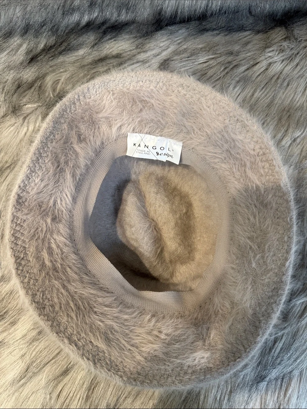 Kangol Kids Faux Fur Bucket Hat with Feather Accent - Light Taupe
